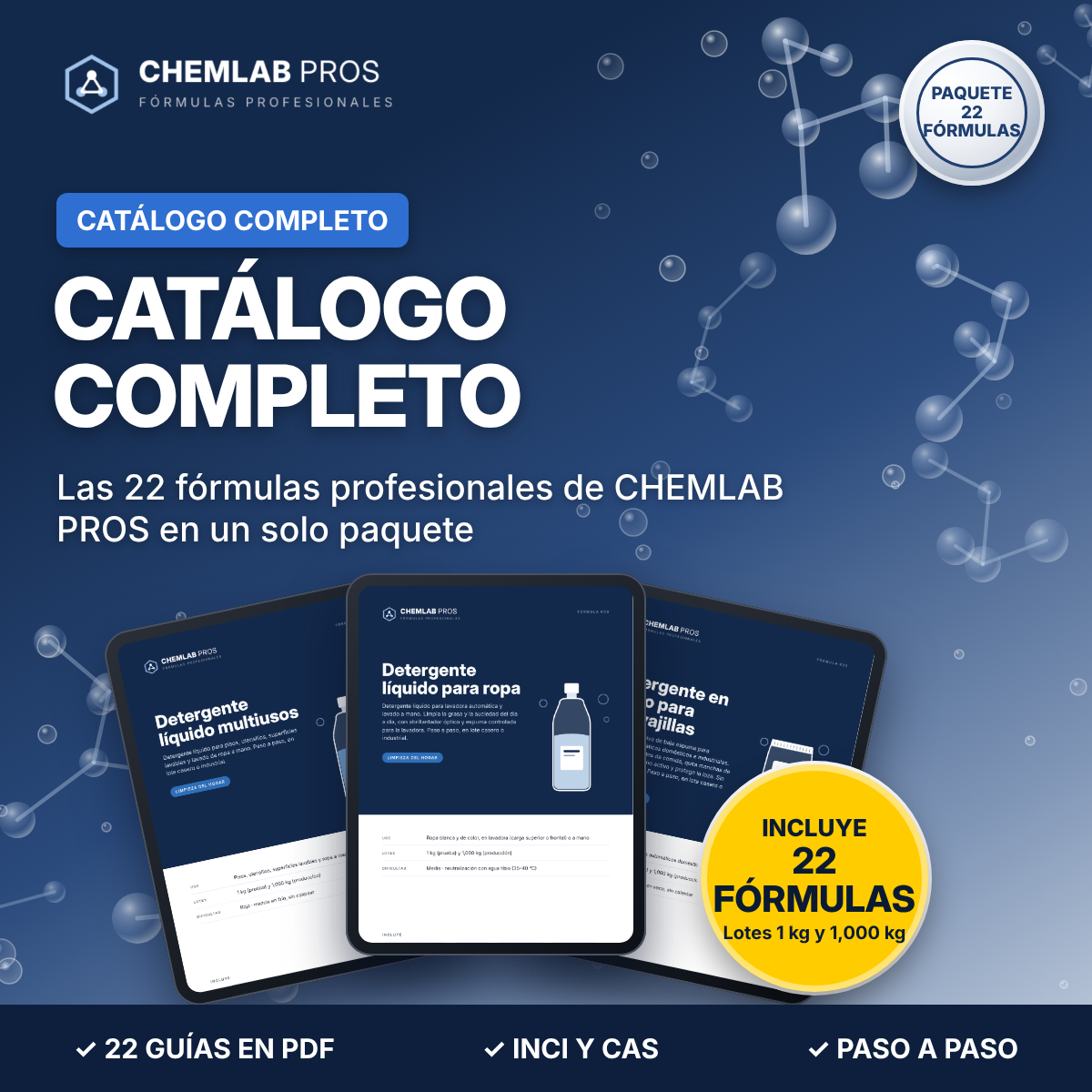Catálogo completo CHEMLAB PROS: 22 fórmulas profesionales